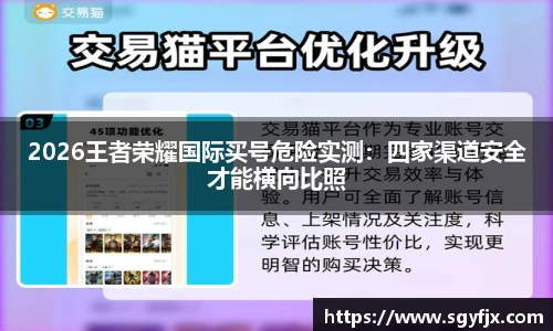 2026王者荣耀国际买号危险实测：四家渠道安全才能横向比照